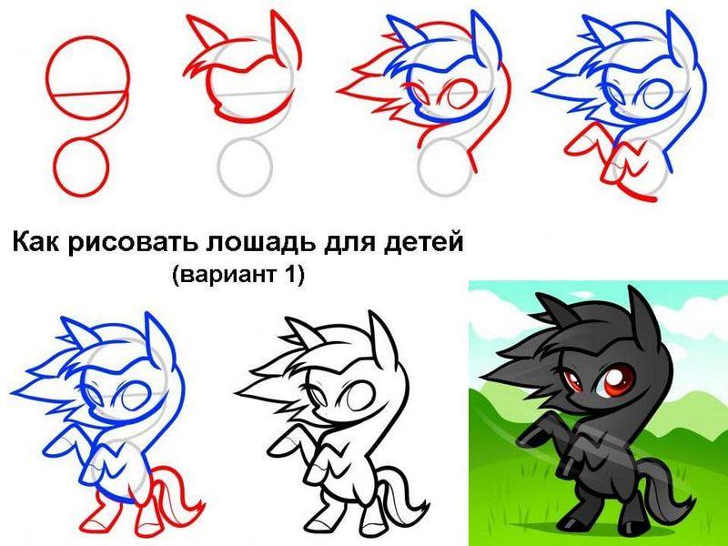 как рисовать лошадь для детей