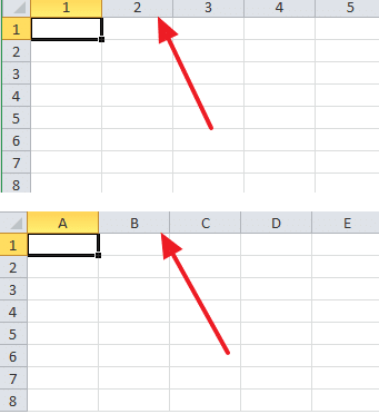 Excel буквы вместо цифр в столбцах
